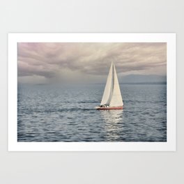 Sailing in the lake Art Print