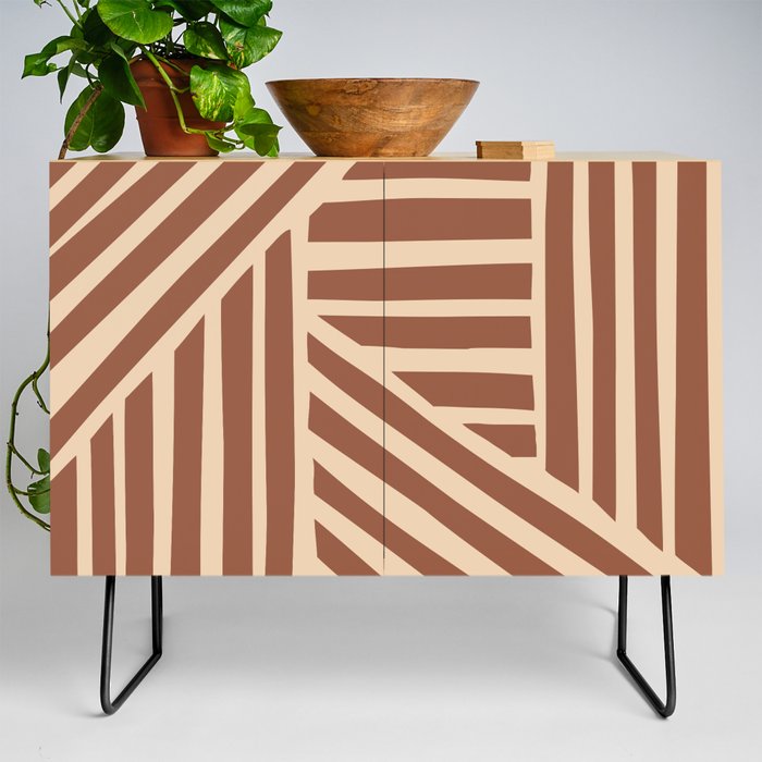 Abstract Shapes 218 in Terracotta and Beige Credenza