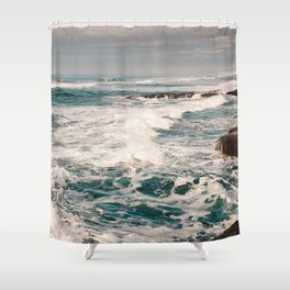 Green Tropical Beach Waves Ocean Adventure Shower Curtain