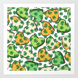 Retro Vintage St Patricks Day Green Hearts Irish Art Print