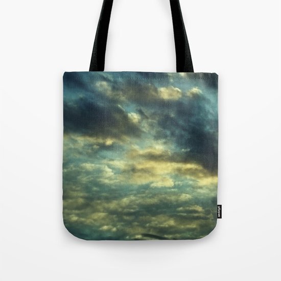 Cloudy Gray Blue Sky Vintage Tote Bag