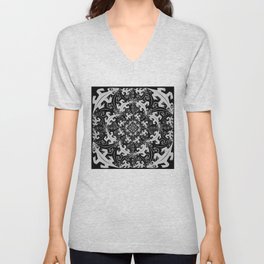 M C Escher black and white reptiles tile V Neck T Shirt