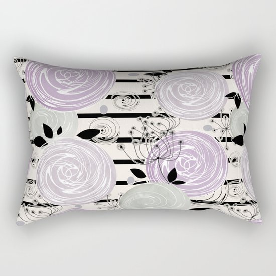 Abstract floral pattern in gray , purple tones Rectangular Pillow