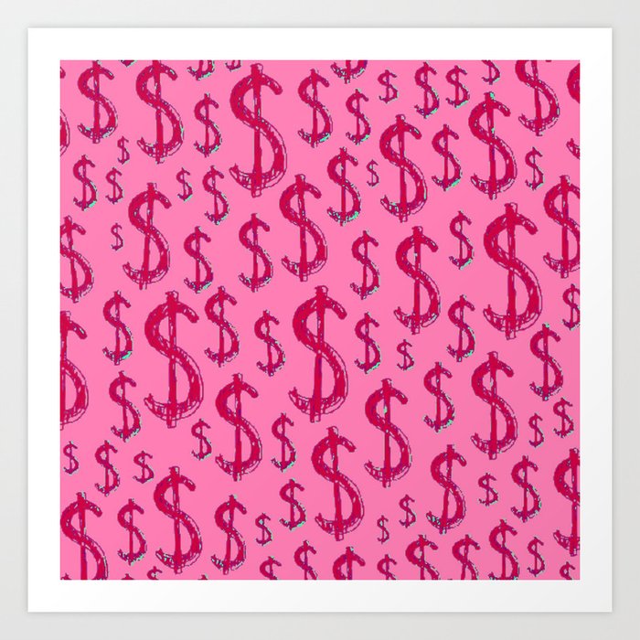 Pink Dollar Sign - Preppy Aesthetic Art Print by Aesthetic Wall Decor by SB  Designs
