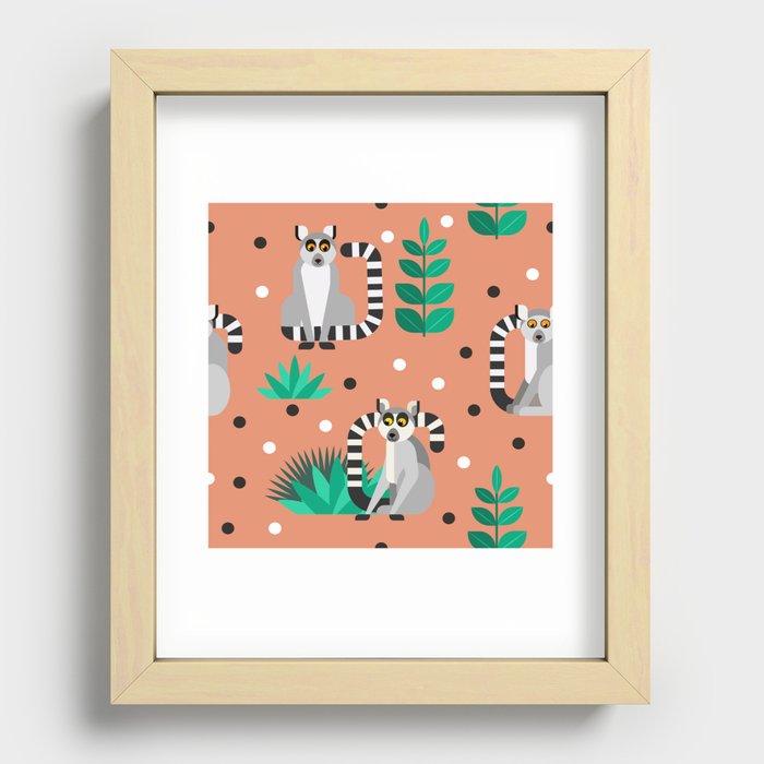 Lemur pattern Recessed Framed Print
