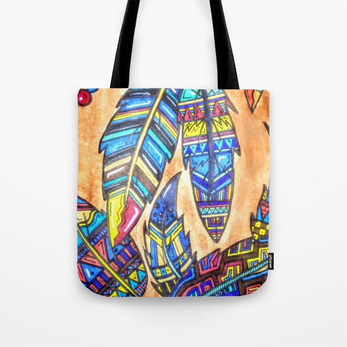 Native American Feathers Tote Bag