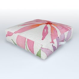 Trio of Pink, Blue and Purple Poinsettia style Abstract Watercolor Flowers Outdoor Floor Cushion