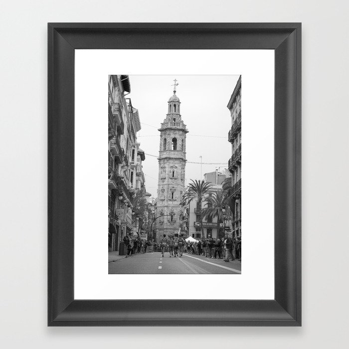 Black White Architecture in Valencia Framed Art Print