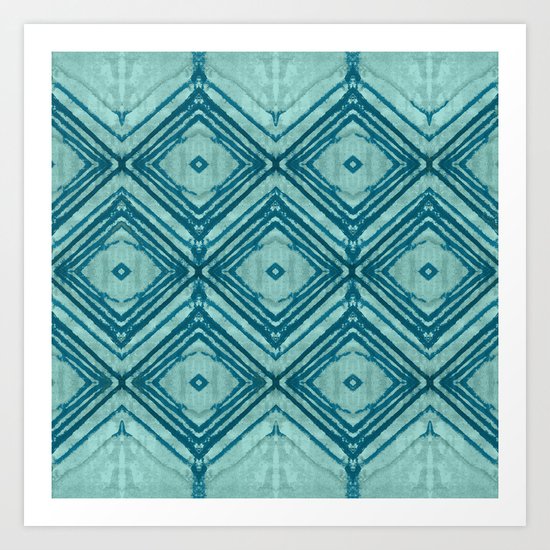 watercolor blue diamond Art Print