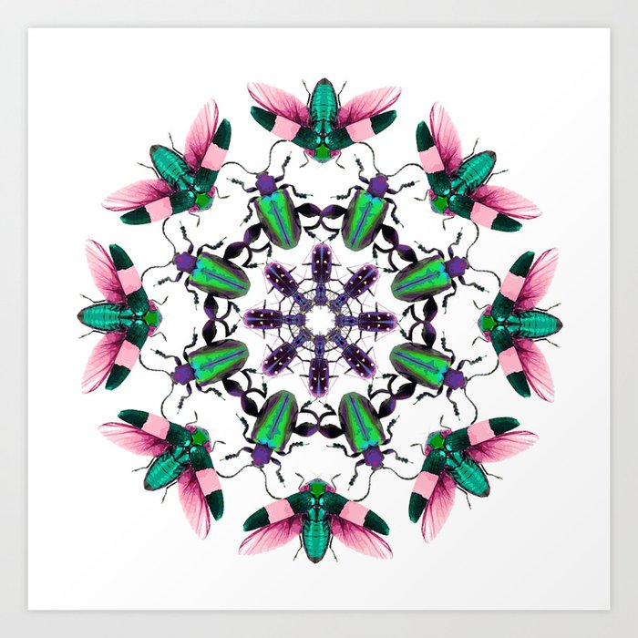 Two colorful patterned mandala print wall art