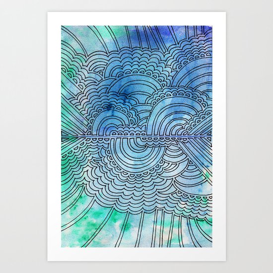 Water & Color Drawing Meditation Art Print