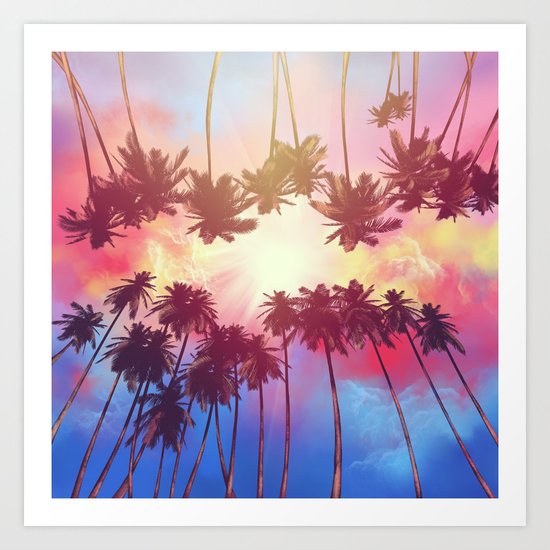 summer sunset palms Art Print