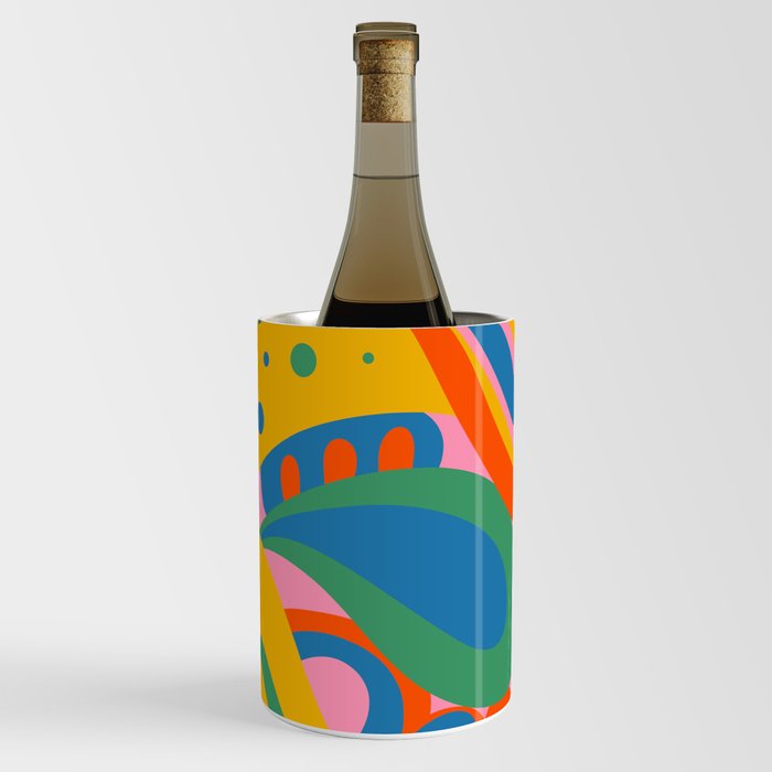 So Trippy Retro Psychedelic Abstract Pattern 2 in Rainbow Pop Colors Wine Chiller