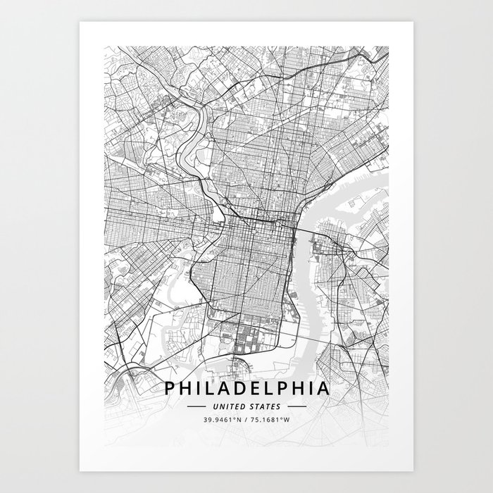 Philadelphia, United States - Light Map Art Print