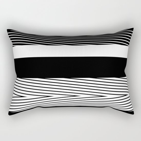 Black and white abstract striped pattern th striped Rectangular Pillow