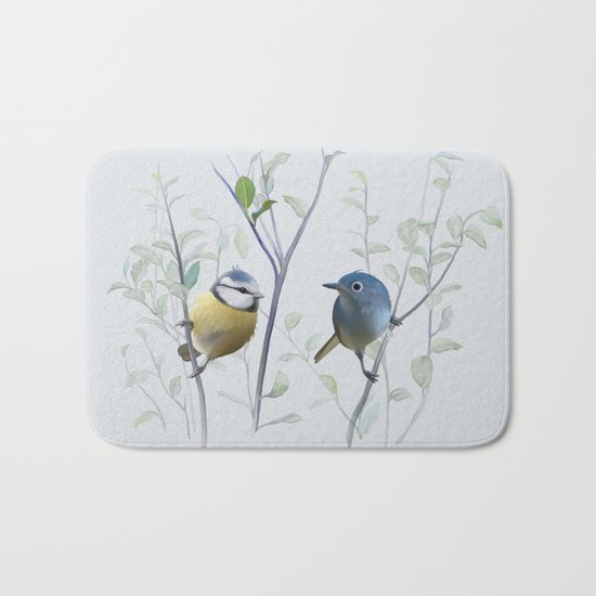 2 birds in tree Bath Mat