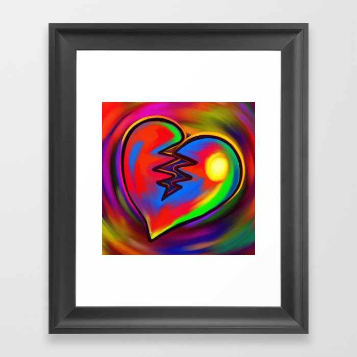 Broken Heart Vibrant Painting Framed Art Print By Prawny Society6