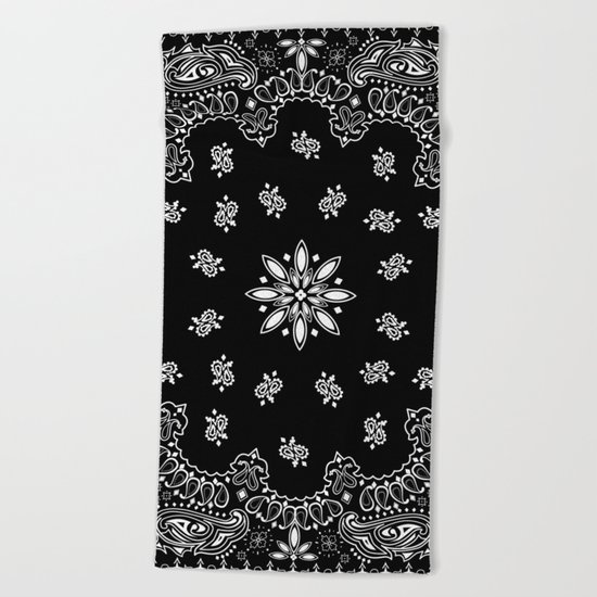 black and white bandana Beach Towel