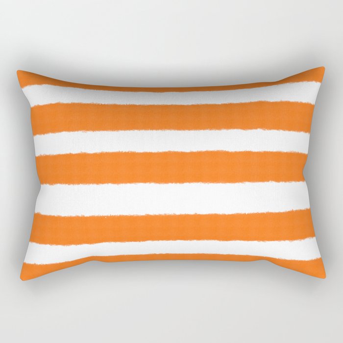 Warm and Happy Orange Stripes Rectangular Pillow