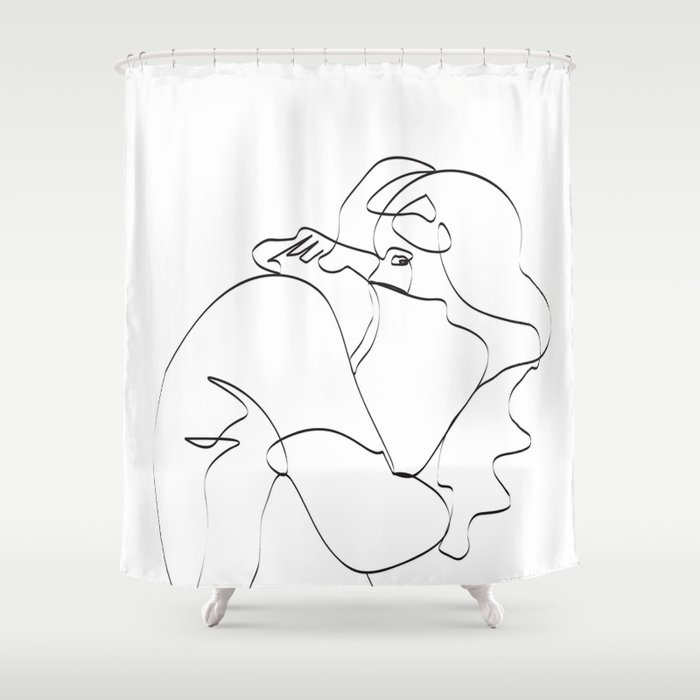 Couple Continuous Line Draw Shower Curtain By Draw4you Society6