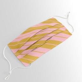 [ Thumbnail: Light Pink and Goldenrod Colored Lines Pattern Face Mask ]