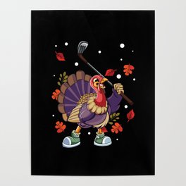 Fall Autumn Turkey Hockey Season Thanksgiving Poster