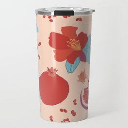 Pomegranate fruit and flower pink and ochre pattern Travel Mug