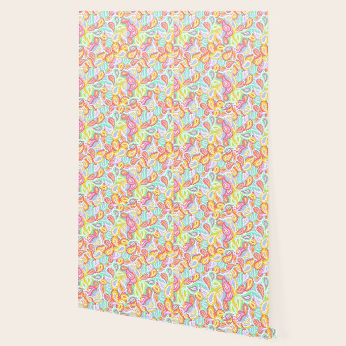 Colorful Paisley Wallpaper By Tukkki Society6