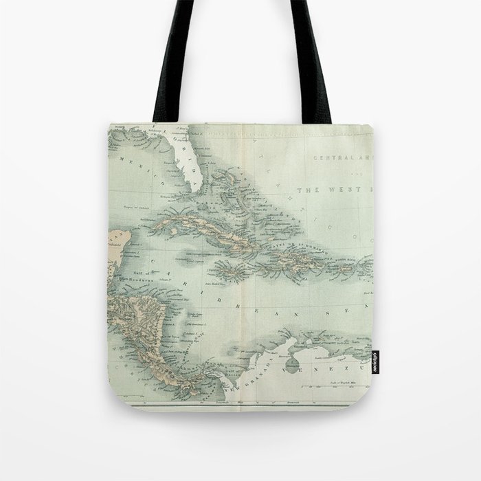 Central America and the Caribbean vintage map, 1863 Tote Bag