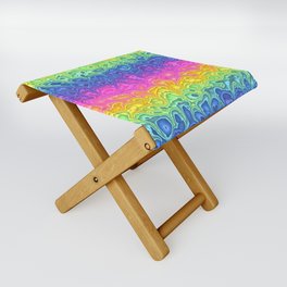Trippy Funky Squiggly Vibrant Rainbow Folding Stool