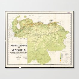 Vintage Map of Venezuela (1920) Canvas Print