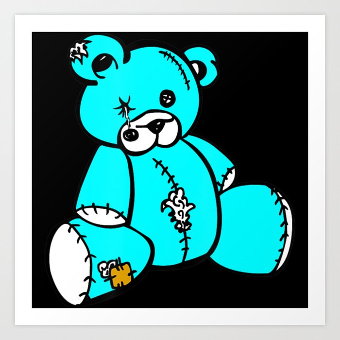 Gothic Pastel Teddy Bear Creepy Voodoo Art Print