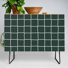 Dark Green Tiles Checker Plaid Credenza