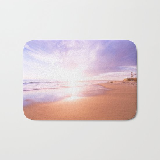 Sunset Beach Scene , Summertime, Pastel Sky Bath Mat