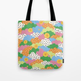 Cloudy  Tote Bag | Abstract, Clouds, Curated, Retro, Abstraction, Gigi Rosado, Pastel, Rainbow, Pattern, Green 