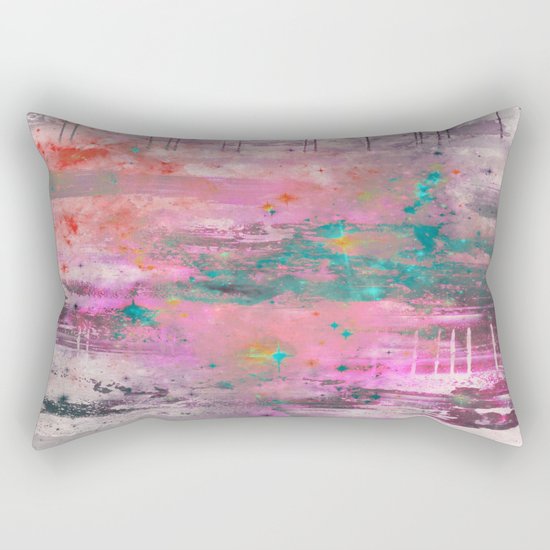 Mystical! - Abstract, pink, purple, red, blue, black and white painting Rectangular Pillow