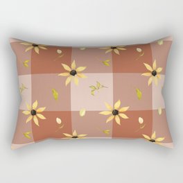 Yellow botanical terracotta gingham farmhouse pattern Rectangular Pillow