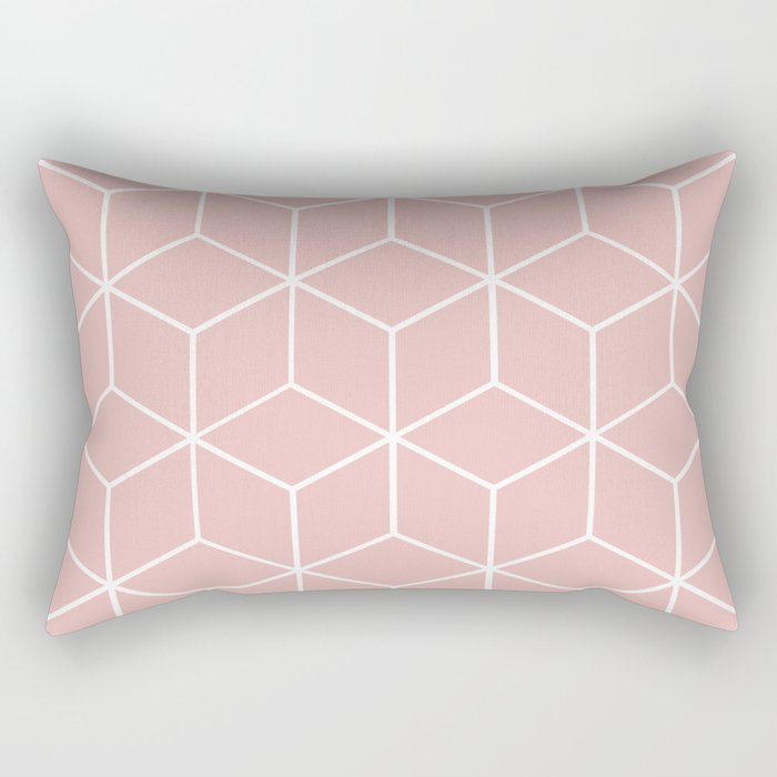 Cube Geometric 03 Pink Rectangular Pillow