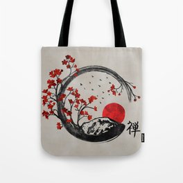 Zen Enso Circle and Sakura Branches Tote Bag