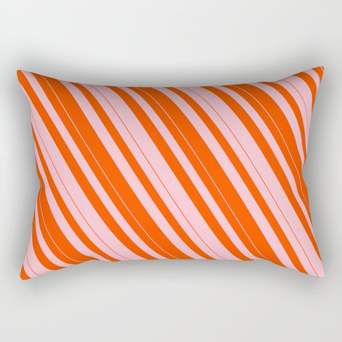 Pink and Red Colored Lined Pattern Rectangular Pillow