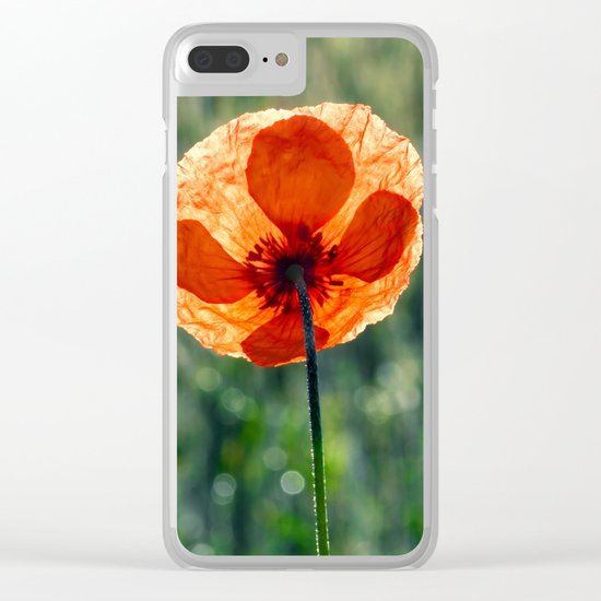Poppy in a green meadow-Poppies and Flowers on #Society6 Clear iPhone Case