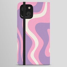 Retro Liquid Swirl Abstract Pattern Pink Purple Cream iPhone Wallet Case