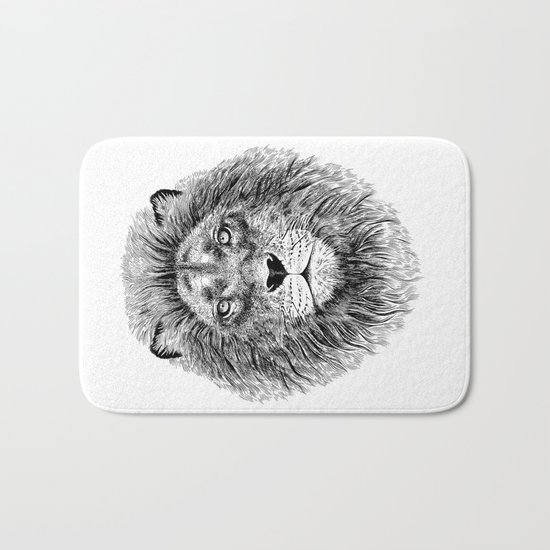 Black+White Lion Bath Mat