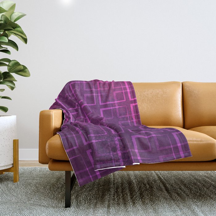 Overlapping Squares in  Purple Throw Blanket