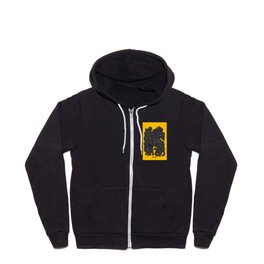 Black and White Cool Monsters Graffiti on Yellow Background Full Zip Hoodie