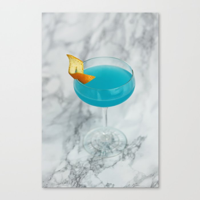 Blue Vodka Martini, Marble Kitchen Canvas Print