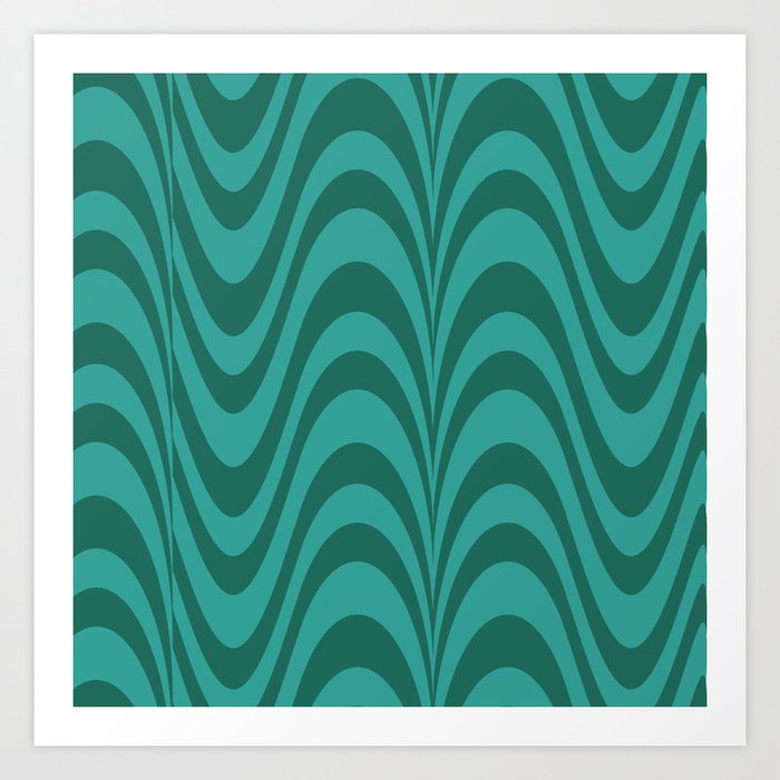 Green Waves - Wave Pattern Art Print