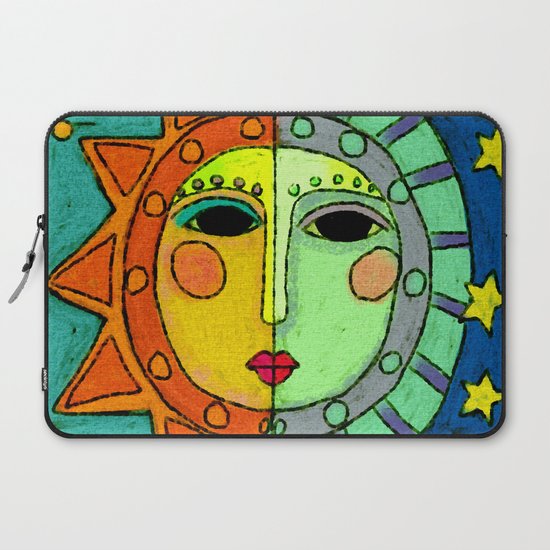 Moon And Sun Abstract Digital Painting Laptop Sleeve By