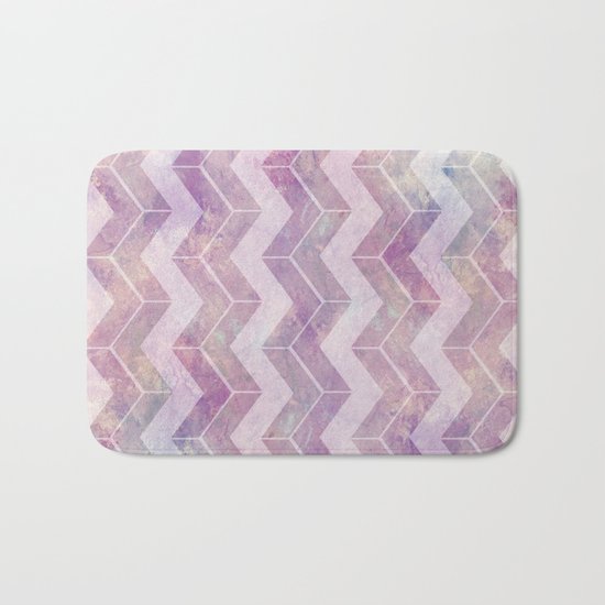 Watercolor pink pattern chevron Bath Mat