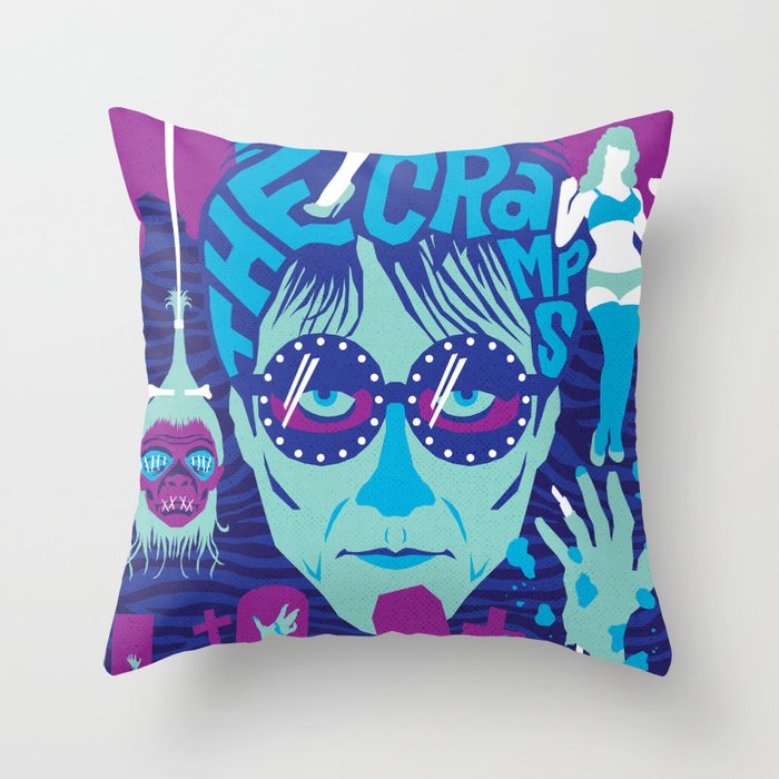 THE ROOTS OF HORROR ROCK :: THE CRAMPS Throw Pillow